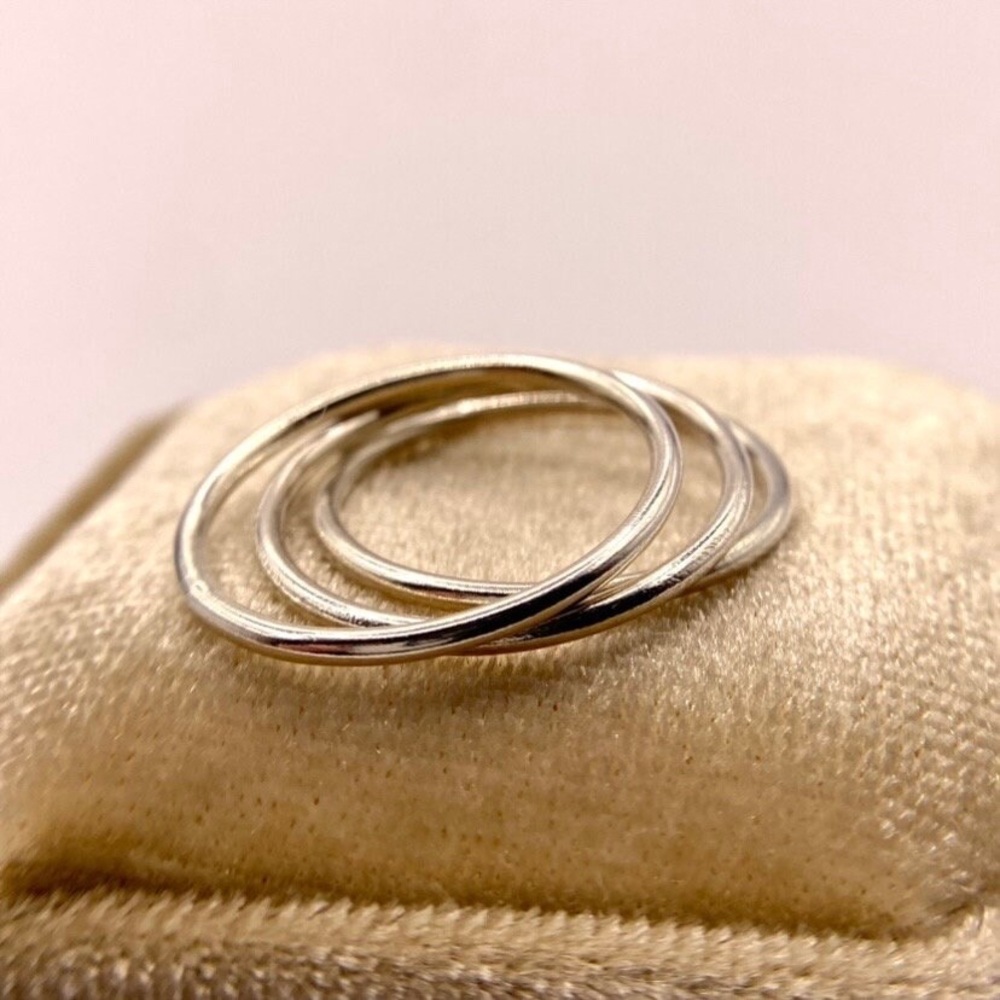Set of 3 Sterling Silver 1.2mm stacking rings bands, handmade silver rings - Picture 4 of 4